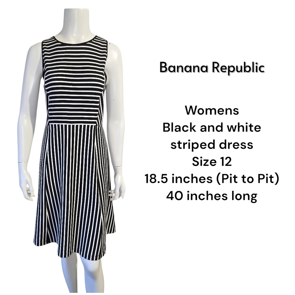 Banana Republic Black and White Striped Midi Dress
